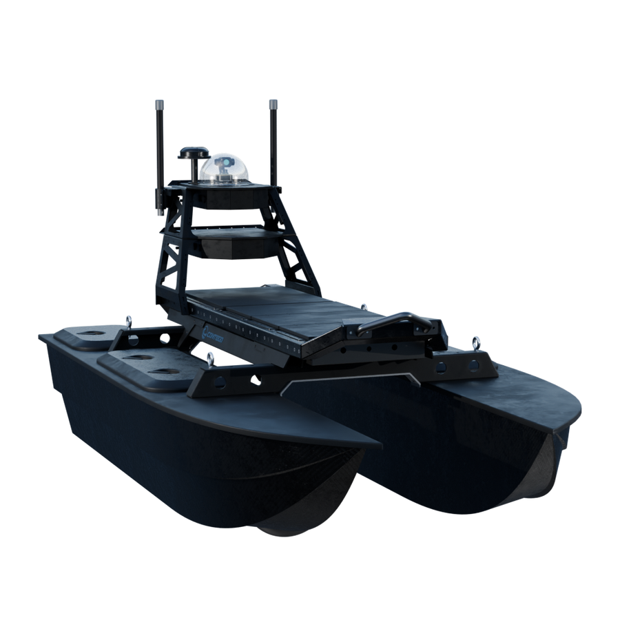 autonomous surface vessel, marine robotics, unmanned surface vessel, modular USV, hydrographic survey, water sampling, payload deployment.