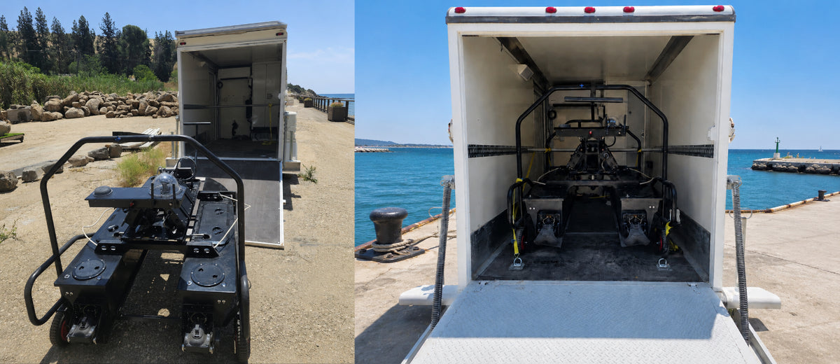catamaran USV, autonomous surface vessel, marine robotics, unmanned surface vessel, modular USV, hydrographic survey, water sampling, payload deployment.