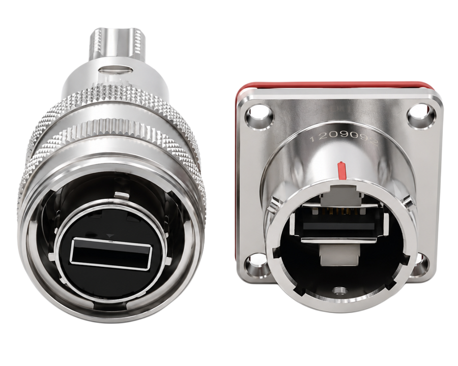 Stainless steel / Aluminum panel mount connectors & plugs. USB3/HDMI/RJ45/other
Contego - Panel Mount Connectors Plugs - USV