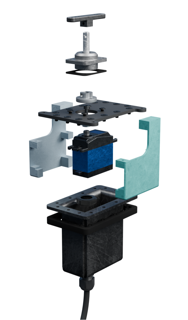 Sealed, rugged housings for compatible off-the-shelf servos, designed for marine robotics and harsh environments.
Contego - Servo case mechanism - usv for marine robotics