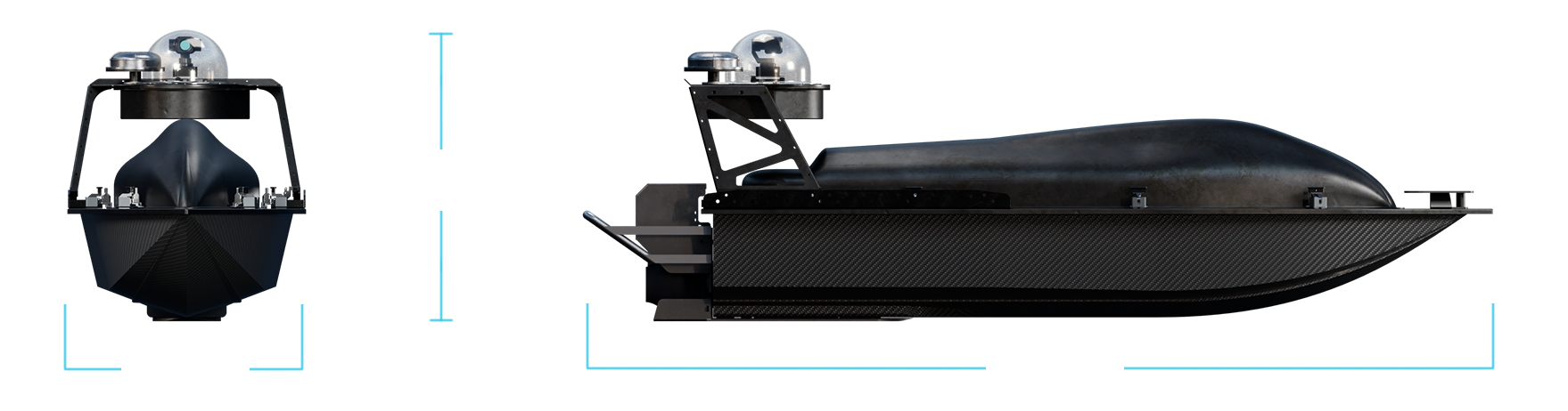 mono-hull USV, compact unmanned surface vessel, shallow-water USV, jet-powered USV, autonomous marine platform.
Contego - viper 160 geometry - usv for marine robotics