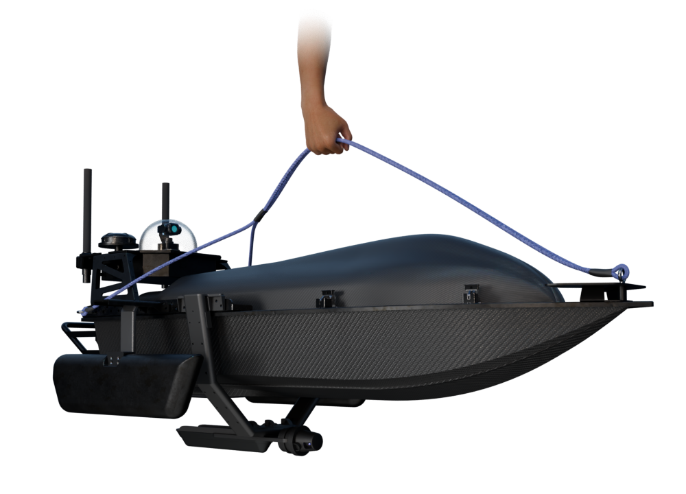 mono-hull USV, compact unmanned surface vessel, shallow-water USV, jet-powered USV, autonomous marine platform.
Contego - viper 160 hoisting - usv for marine robotics