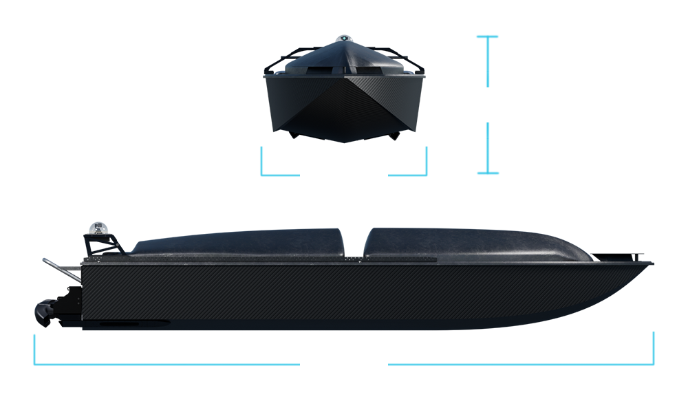 mono-hull USV, compact unmanned surface vessel, shallow-water USV, jet-powered USV, autonomous marine platform.
Contego -viper 460 geometry- usv for marine robotics